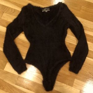 Fuzzy Black Body Suit